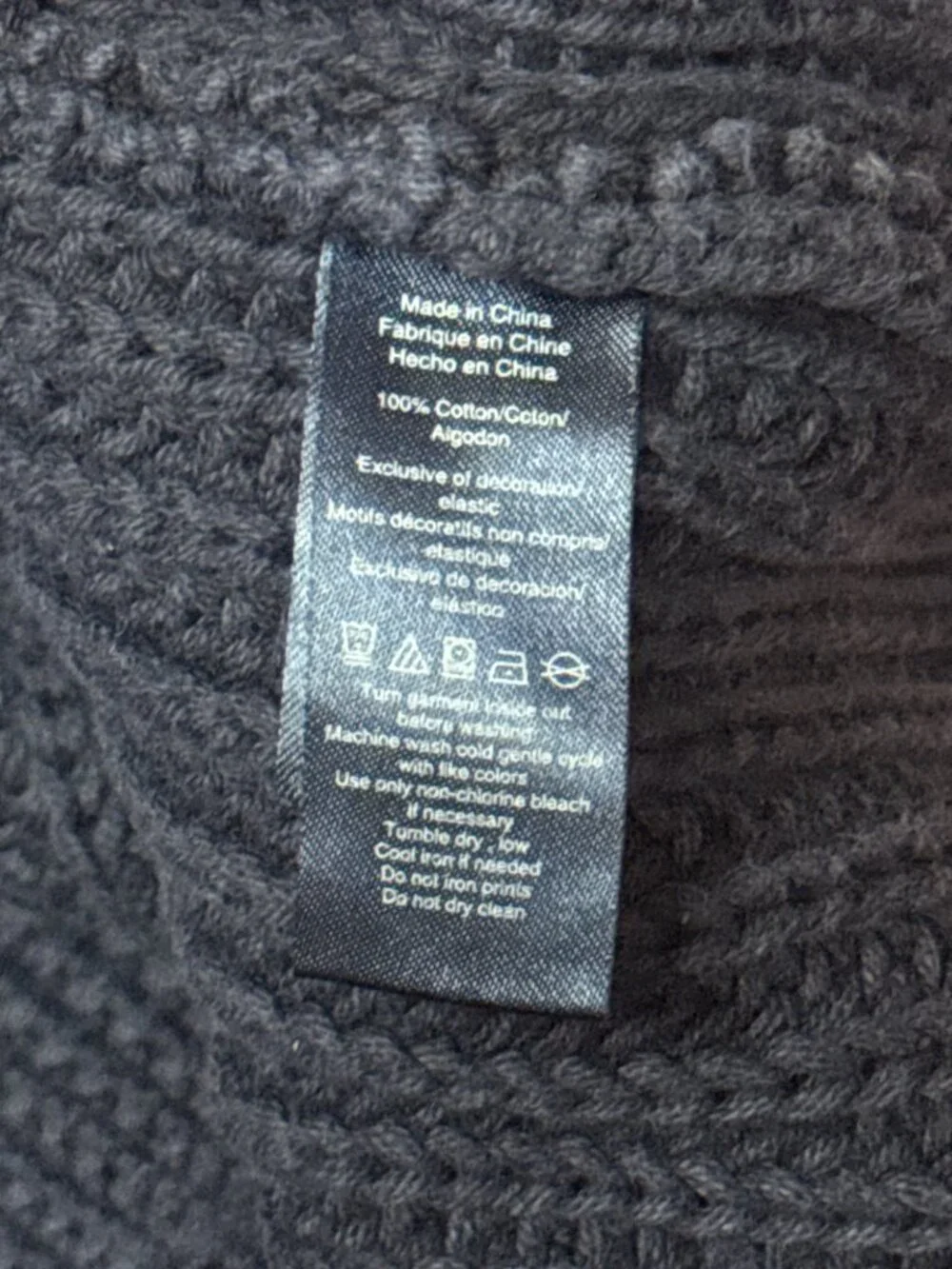 Sperry Men's Sweater Crewneck Cable Knit Anchor Textured Blue Large Nautical